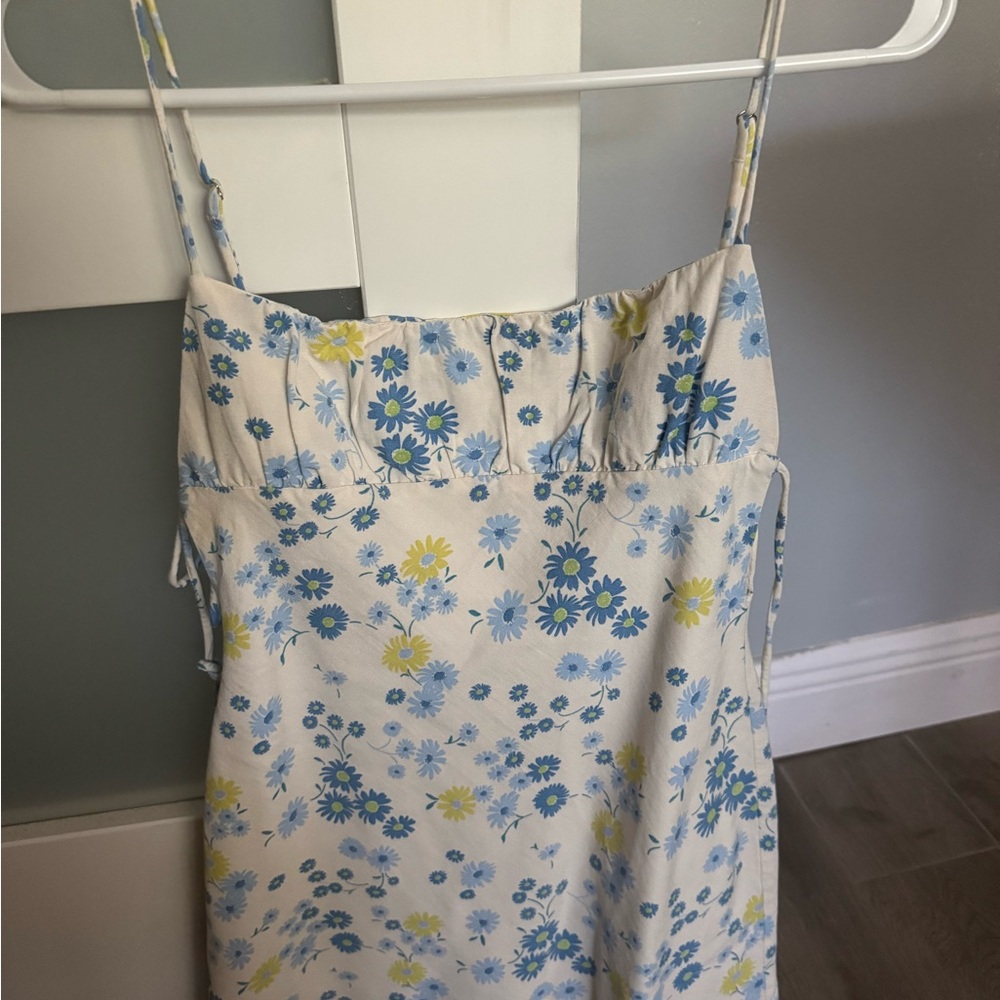 Zara Blue and Yellow Floral Mini Dress